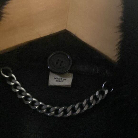 Vintage EUC Burberry London Lambskin Black Leather Biker Jacket Mink Top Collar - Picture 11 of 17